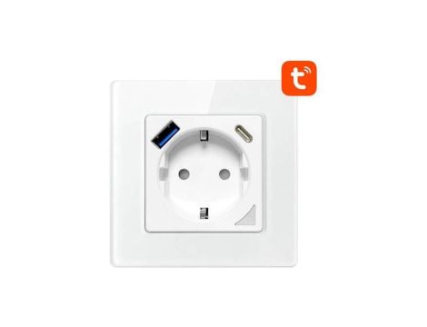 Inteligentne gniazdo ścienne WiFi Avatto N-WOT10-USB-W USB i USB-C TUYA (białe)