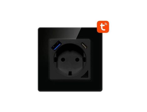 Inteligentne gniazdo ścienne WiFi Avatto N-WOT10-USB-B USB i USB-C TUYA (czarne)