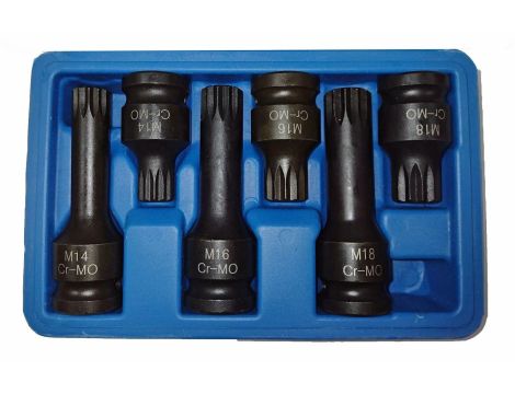 SILVER ZESTAW KLUCZY SPLINE 6el. M14-M18 - 2