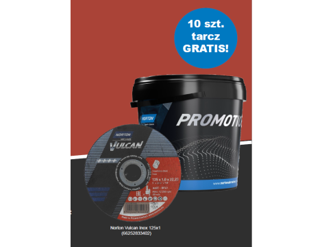 NORTON ZESTAW TARCZ VULCAN 125mm x 1mm INOX 100szt. WIADERKO+10szt. GRATIS