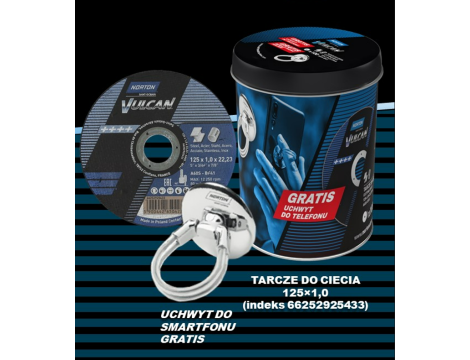 NORTON ZESTAW TARCZ VULCAN 125mm x 1mm METAL/INOX 100szt. WIADERKO+UCHWYT DO TELEFONU