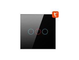 Dotykowy Włącznik Światła ZigBee Avatto LZTS02-EU-B3 Potrójny Bez Neutralnego TUYA (czarny)