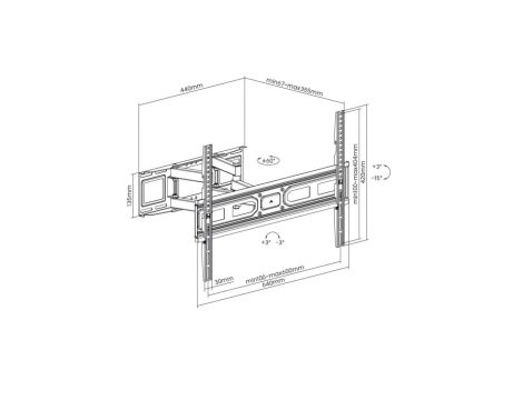 UCHWYT DO TV LED/LCD 37-80 40KG AR-90 reg. pion/poziom 67-355mm