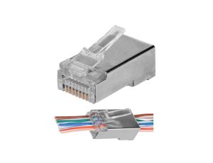 Wtyk modularny RJ45 8P8C kat.6 ekranowany FTP drut przelotowy NEKU WORECZEK 100szt.