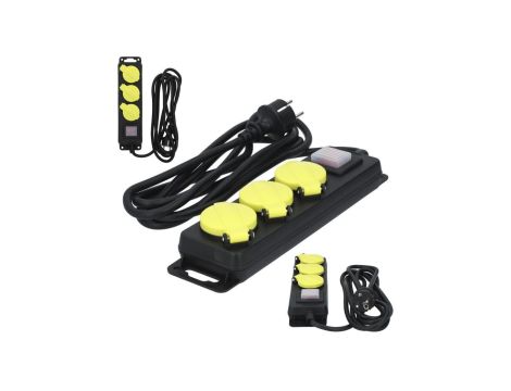 Przedłużacz elektryczny listwa zasilająca Kabel zasilający warsztatowy OW 3x1,5 (wtyk / 3 gniazda) 16A czarny 3m