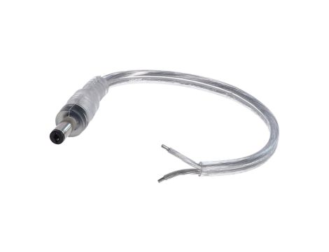 Wtyk DC 5.5x2.1 przewód przeźroczysty 15cm 18awg