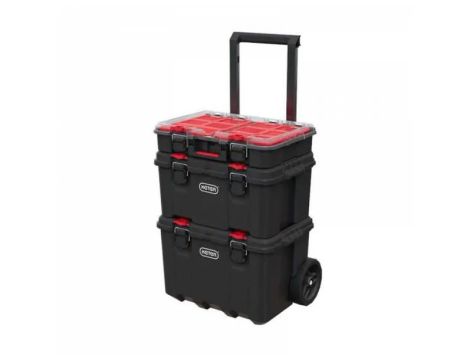 KETER ZESTAW 3 SKRZYNEK 150L STACK`N`ROLL /CZARNY/ CZERWONY