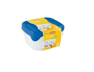 CURVER ZESTAW POJEMNIKÓW KWADRATOWYCH FRESH&GO 3X0,8L /NIEBIESKI/ TRANSPARENTNY