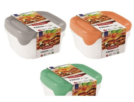 CURVER FRESH&GO SET SQR 3X0.8L   /MIX MIĘTOWY/ JASNOSZARY/ BRZOSKWINIOWY