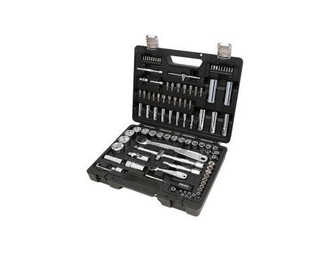 ZESTAW NASADEK 1/4-1/2 I KOŃ. WKRĘTAKOWYCH Z AKCESORIAMI