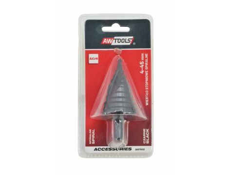 AW WIERTŁO STOPNIOWE SPIRALNE/ 4-45mm/ AICrN/ CZARNE