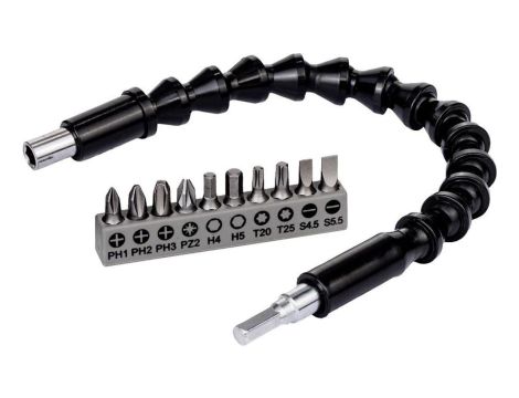 Zestaw bitów 11szt. + elastyczna przedłużka 300 mm