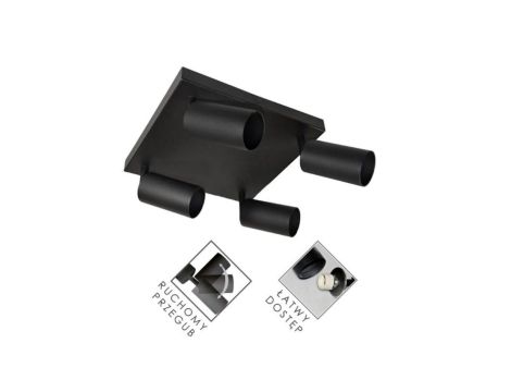Lampa spotlight Fargo 4xGU10 czarna kwadrat