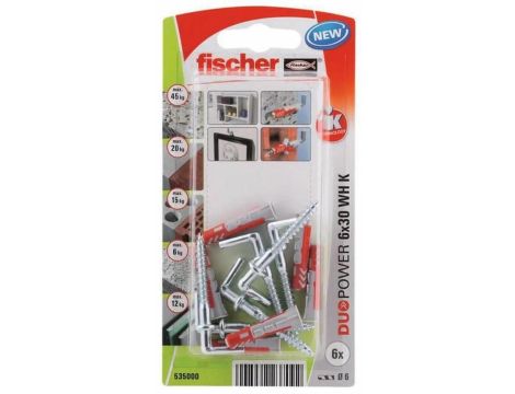 FISCHER KOŁEK DUOPOWER  6x30 Z HAKIEM PROSTYM /6szt.