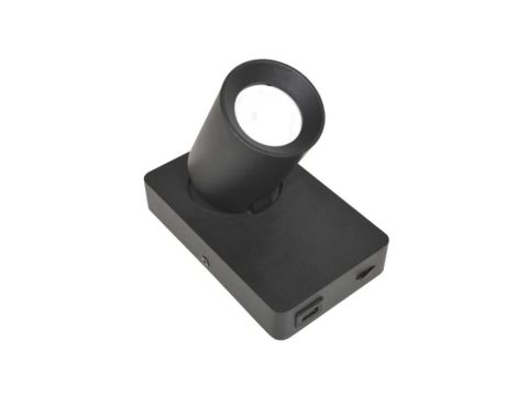 Lampa spotlight Taft 1xGU10 czarna gniazdo usb