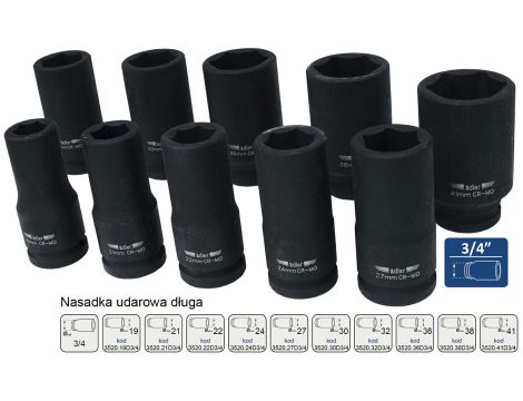 ADLER NASADKA UDAROWA 6-KĄTNA 3/4" 30mm DŁUGA - 2