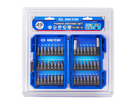KING TONY ZESTAW BITÓW 1/4" 49cz. Z UCHWYTEM 2141 + 750-50A, PŁASKIE, PH, PZ, HEX, TORX Z OTWOREM, KWADRAT