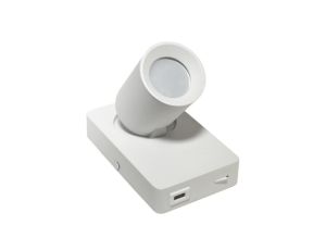 Lampa spotlight Taft 1xGU10 biała gniazdo usb
