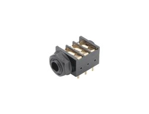Gniazdo żeńskie jack 1/4 (6,35 mm), stereo (TRS), 3 styki, 3 przełączniki, do montażu na PCB, ST-P 1JP-004