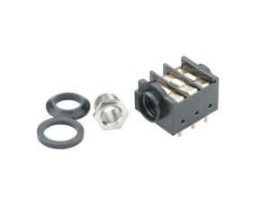 Gniazdo żeńskie jack 1/4 (6,35 mm), stereo (TRS), 3 styki, 3 przełączniki, do montażu na PCB, ST-P 1JP-021