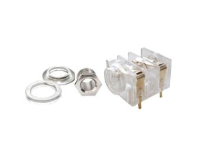Przezroczyste Gniazdo żeńskie Jack 1/4 (6,35 mm), mono (TS), 2 styki, 2 przełączniki do montażu na PCB, ST-P 1JP-018TR