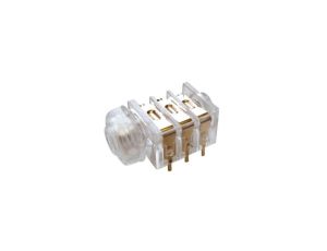 Przezroczyste Gniazdo żeńskie Jack 1/4 (6,35 mm), stereo (TRS), 3 styki, 3 przełączniki, do montażu na PCB, ST-P 1JP-004TR