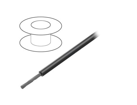 7057 BK005 Przewód na rolce o długości 30,5m linka Cu, 150V PVC czarny 18 AWG