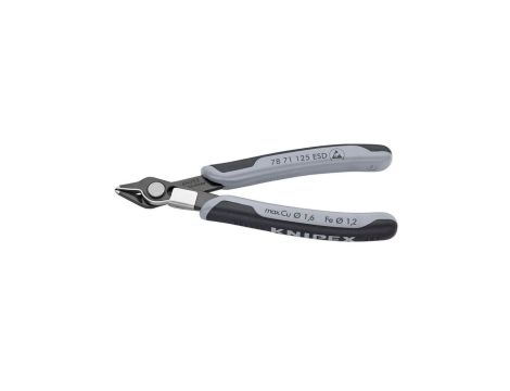 Szczypce precyzyjne tnące ESD 125mm Super Knips czernione ze sprężyną przytrzymującą KNIPEX 78 71 125 ESD