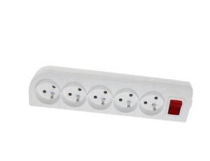 Rozgałęźnik do przedłużacza z wyłącznikiem 5-gniazd z/u biały GN-50W
