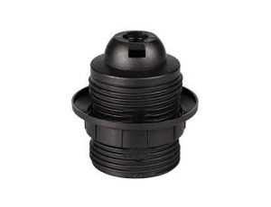 Oprawka E27 gwintowana czarna z pierścieniem