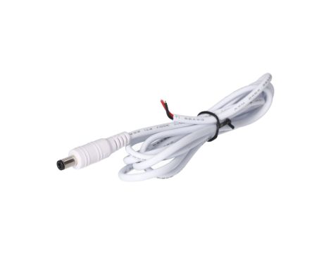 Wtyk DC 5.5x2.1 przewód biały 150cm 18awg