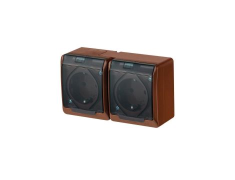 HERMES Gniazdo podwójne z/u 2P+Z SCHUKO IP44 brązowe 0325-05