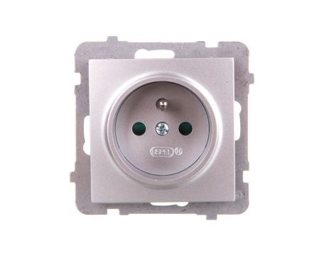 AS Gniazdo pojedyncze z/u z przesłonami srebro GP-1GZP/m/18