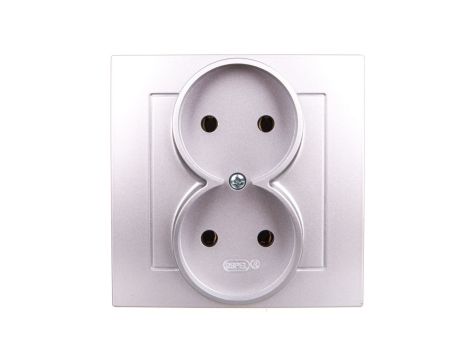 AS Gniazdo podwójne b/u srebro GP-2G/18