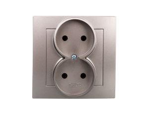 AS Gniazdo podwójne b/u satyna light GP-2G/45