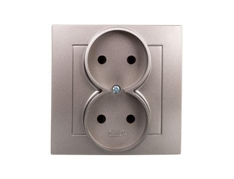 AS Gniazdo podwójne b/u satyna light GP-2G/45