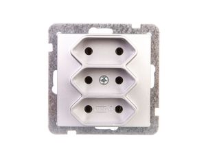 AS Gniazdo potrójne b/u 2,5A EURO srebro GP-3G/m/18