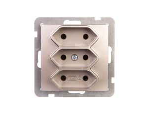 AS Gniazdo potrójne b/u 2,5A EURO satyna light GP-3G/m/45