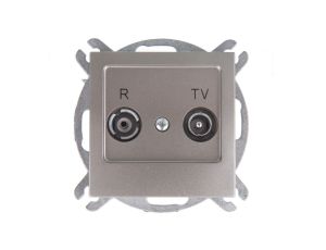 AS Gniazdo antenowe RTV przelotowe 10dB satyna light GPA-10GP/m/45