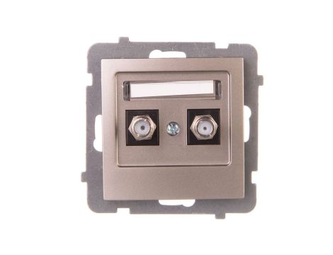 AS Gniazdo antenowe podwójne typu F satyna light GPA-2GF/m/45