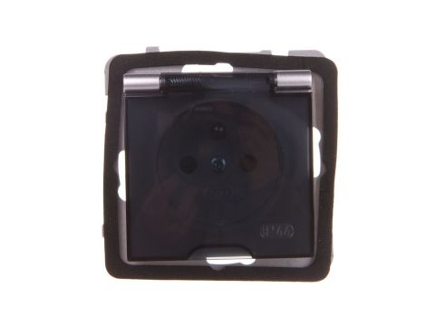 AS Gniazdo bryzgoszczelne z/u IP44 z przesłonami klapka przezroczysta srebro GPH-1GZP/m/18/d