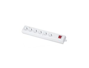 Gniazdo przenośne sześciokrotne 16A 2P+Z 250V z wyłącznikiem białe GN-670WS