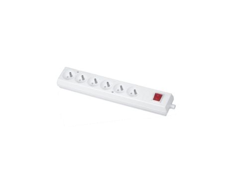 Gniazdo przenośne sześciokrotne 16A 2P+Z 250V z wyłącznikiem białe GN-670WS