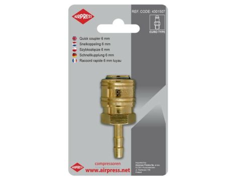 AIRPRESS.SZYBKOZŁĄCZKA NA WĄŻ  6mm