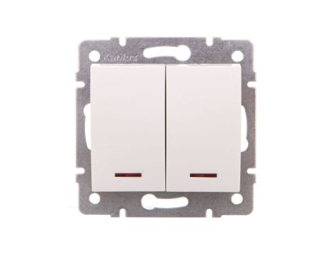 LOGI Łącznik dwugrupowy świecznikowy z LED śrubowy 10AX 250V biały 021120102 25079