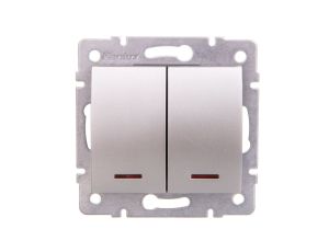LOGI Łącznik dwugrupowy świecznikowy z LED śrubowy 10AX 250V srebrny 021120143 25198