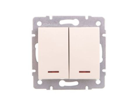 LOGI Łącznik zwierny podwójny LED śrubowy 10AX 250V kremowy 021023103 25130