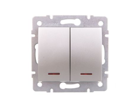LOGI Łącznik zwierny podwójny LED śrubowy 10AX 250V srebrny 021023143 25189