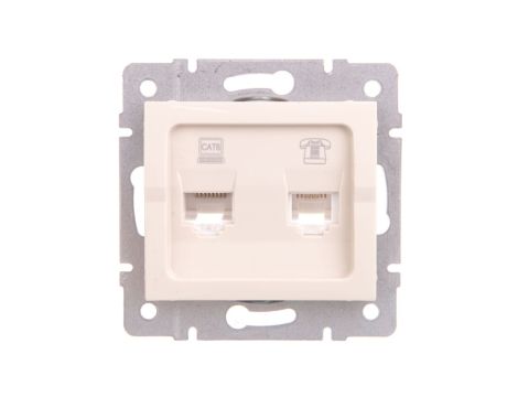 LOGI Gniazdo teleinformatyczne (RJ45 Cat 6+RJ11) Kremowy 25172