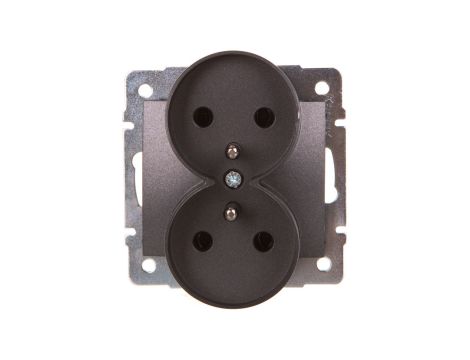 DOMO Gniazdo podwójne z uziemieniem śrubowe 16A 250V grafit 011253141 24914